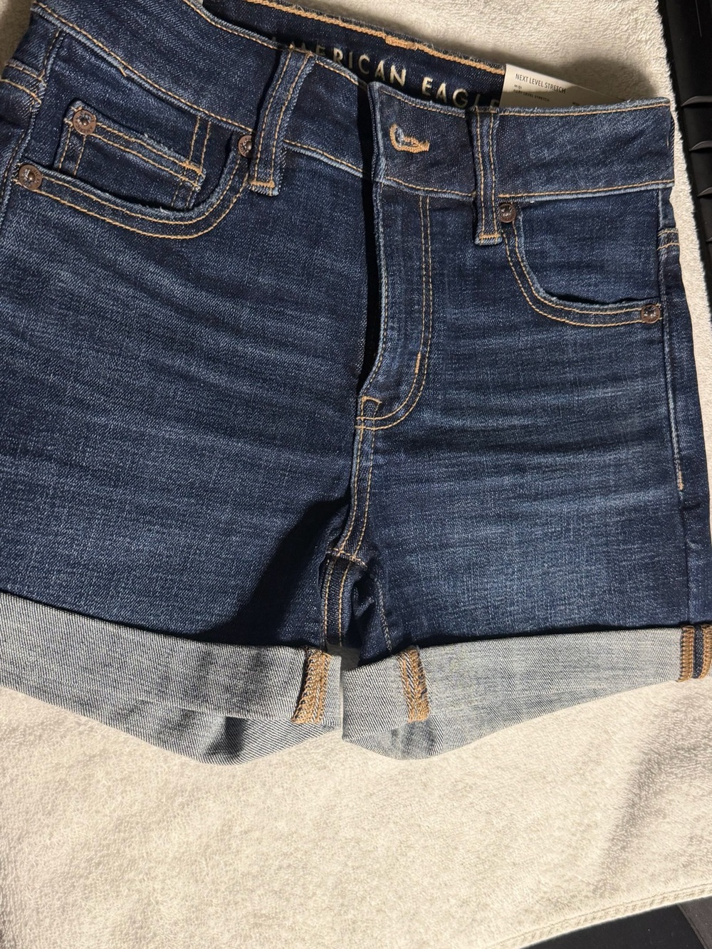 American Eagle Outfitters Dark Indigo Rolled Cuff Denim Shorts